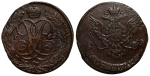 5 копеек 1762 г. Елизавета I. (5 копеек 1762 года. Без букв. R. XF-AU)