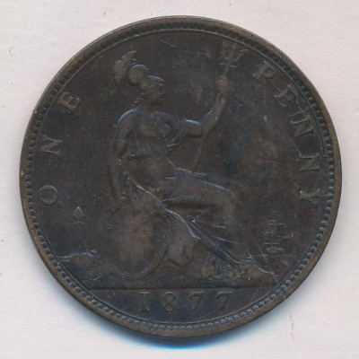 Великобритания 1 пенни, 1877 (1 пенни. Великобритания. 1877)