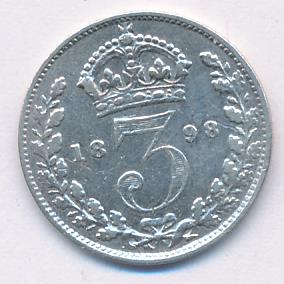 Великобритания 3 пенса, 1898 (3 пенса. Великобритания 1898)