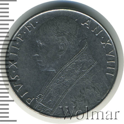 Ватикан 100 лир, 1956 (100 лир. Ватикан 1956г. St.)