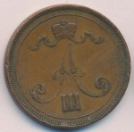 10 пенни 1890 г. Для Финляндии (Александр III). Медь (10 пенни. 1890)