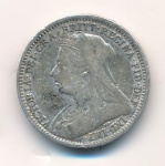 Великобритания 3 пенса, 1897 (3 пенса. Великобритания 1897)