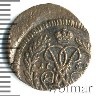 Полушка 1759 г. Елизавета I. (Полушка 1759г. Cu. RR, Петров - 3 рубля, Ильин - 1 рубль.)