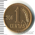 Литва 1 цент, 1936 (1 цент. Литва 1936г. Br.)