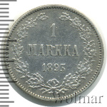 1 марка 1893 г. L. Для Финляндии (Александр III). (1 марка. Финляндия 1893г. L. Ag.)