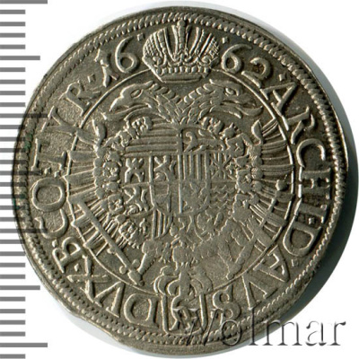 Австрия 15 крейцеров, 1662 (15 крейцеров. Австрия  1662г. Ag.)