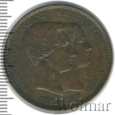 Бельгия 10 сантимов, 1853 (10 сантимов. Бельгия 1853г. Cu.)