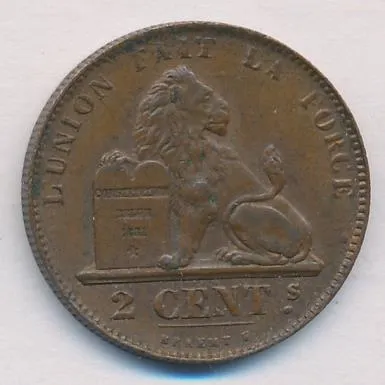 Бельгия 2 сантима, 1864 (2 сантима. Бельгия 1864)