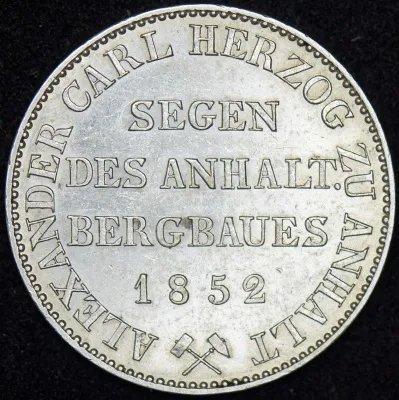 Ангальт-Бернбург 1 талер, 1852 (Талер 1852 (Ангальт-Бернбург))