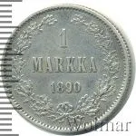 1 марка 1890 г. L. Для Финляндии (Александр III). (1 марка. Финляндия 1890г. L. Ag.)