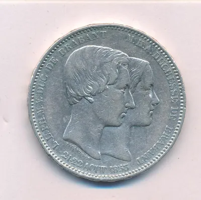 Бельгия 5 франков, 1853 (5 франков. Бельгия. Свадебный 1853)
