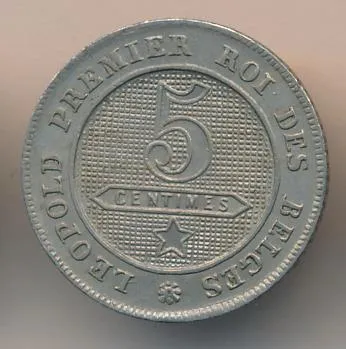 Бельгия 5 сантимов, 1863 (5 сантимов. Бельгия 1863)
