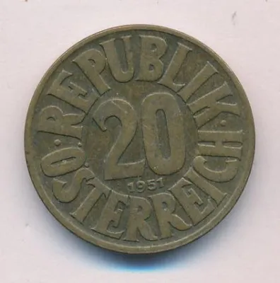 Австрия 20 грошей, 1951 (20грошей Австрия 1951)