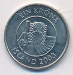 Исландия 1 крона, 2003 (1 крона. Исландия 2003)