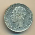 Бельгия 5 франков, 1853 (5 франков. Бельгия 1853)