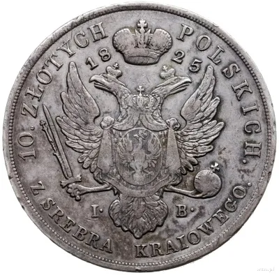 10 злотых 1825 г. IB. Для Польши (Александр I). (10 Zlotys 1825 I.B., Варшава.)