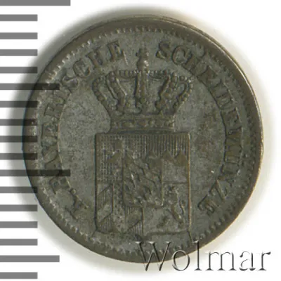 Бавария 1 крейцер, 1868 (1 крейцер. Бавария. Германия 1868г. Ag.)