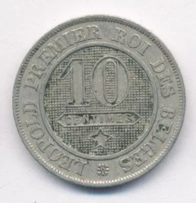 Бельгия 10 сантимов, 1864 (10 сантимов. Бельгия 1864)
